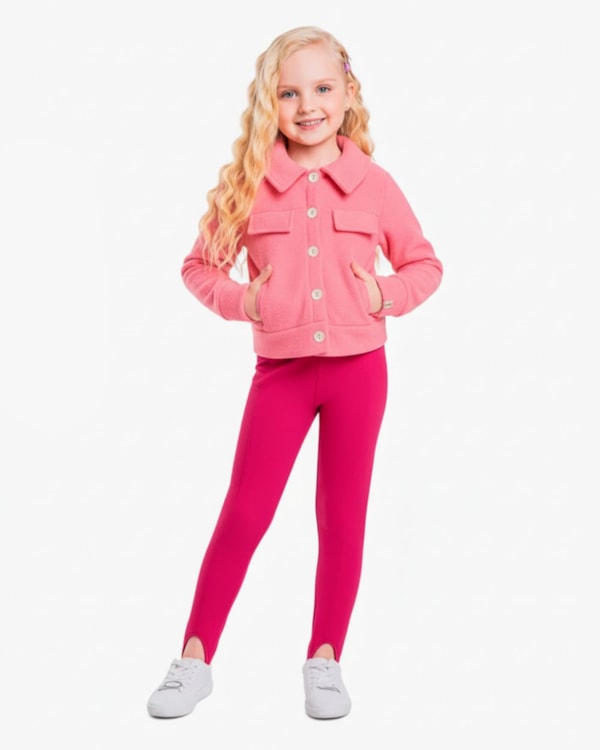 Legging Infantil Menina em Molecotton com Pezinho - Kely Kety - Cherry