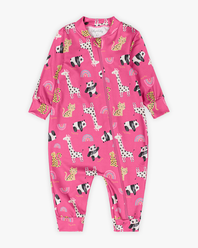 Macacão Bebê Menina em Malha Felpada Estampa Safari - Kely Kety - Rosa-e9668945-7c3c-4d3c-99d2-98ac1df6e027