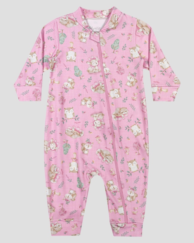 Macacão Bebê Menina em Malha Felpada Estampado - Kely Kety - Rosa-0f9451e7-3644-4322-b6ec-10cdcc4bfdf5