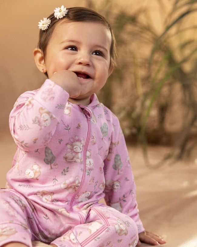 Macacão Bebê Menina em Malha Felpada Estampado - Kely Kety - Rosa-bdc73c70-f832-40b0-bb03-6fd970267f6b