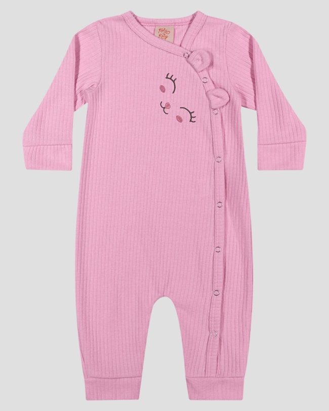Macacão Bebê Menina em Moletom Persa com Bordado - Kely Kety - Rosa-b3845fe6-07be-4c30-966b-52541c58588d