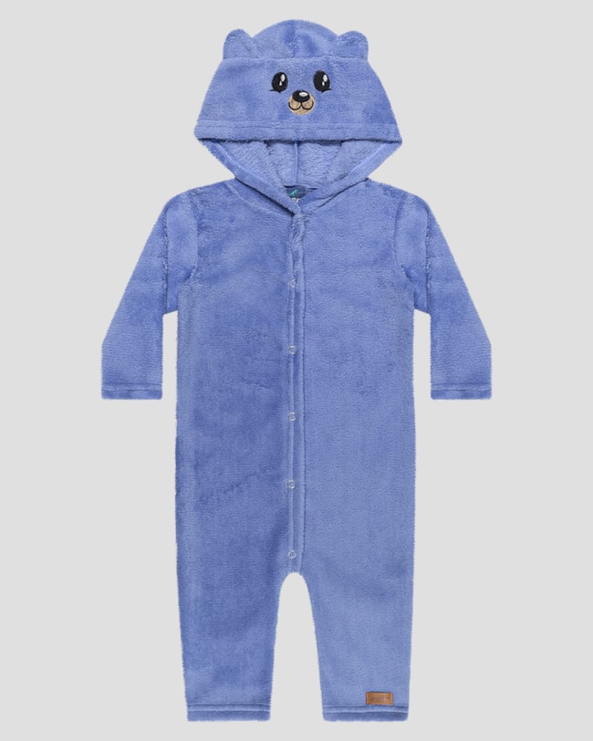Macacão Bebê Menino Manga Longa com Capuz Ursinho - ReiRex - Azul-74e53a23-457e-4943-8129-89e1515571ae