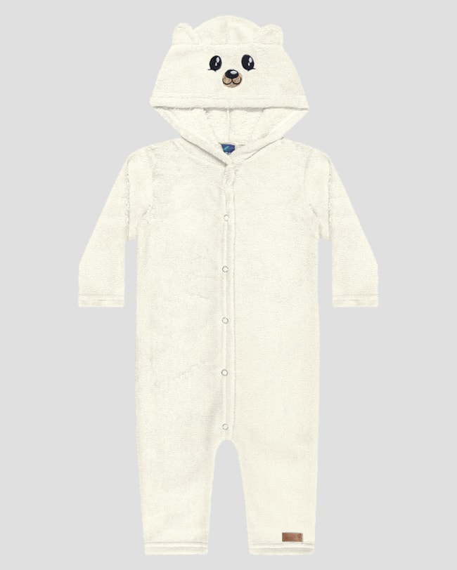 Macacão Bebê Menino Manga Longa com Capuz Ursinho - ReiRex - Branco-7cd7bc9f-04c7-454a-9a16-36a909080350