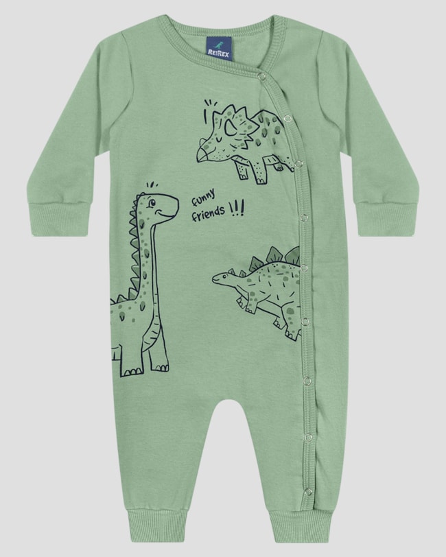 Macacão Bebê Menino Manga Longa Estampa Dino - ReiRex - Verde-91eb9e26-cfc3-41a4-b0ac-6a4e59123364