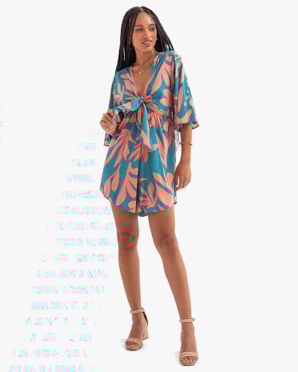 Macacão Curto Estampado Cereja Rosa