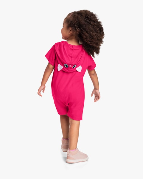 Macacão Infantil Menina Interativo com Capuz - Kely Kety - Cherry