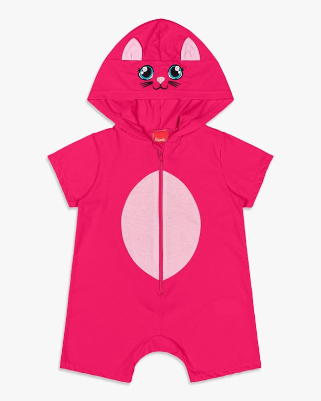 Macacão Infantil Menina Interativo com Capuz - Kely Kety - Cherry-dd5937ee-58d5-4181-ae60-ecb1b2a2f10d