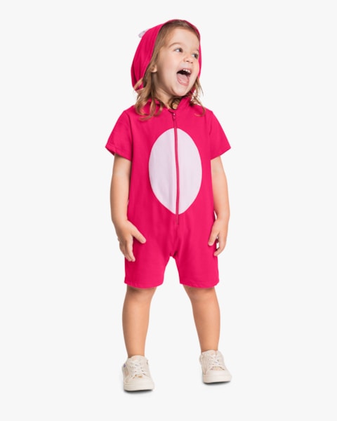 Macacão Infantil Menina Interativo com Capuz - Kely Kety - Cherry