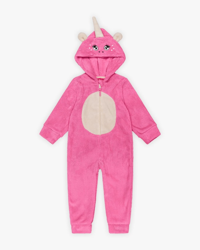 Macacão Infantil Menina Unicórnio em Pelúcia - Kely Kety - Rosa-31e5b58f-7385-461e-adc1-57ccf0fa3176