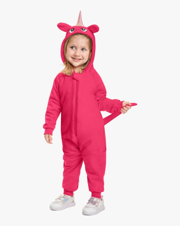 Macacão Infantil Menina Unicórnio Kely Kety - Rosa