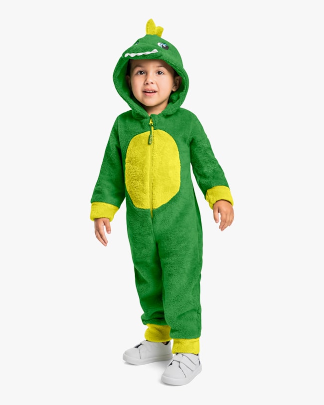 Macacão Infantil Menino Dinossauro em Pelúcia - ReiRex - Verde-ed45d828-3c40-4578-beeb-5876144a5b0f