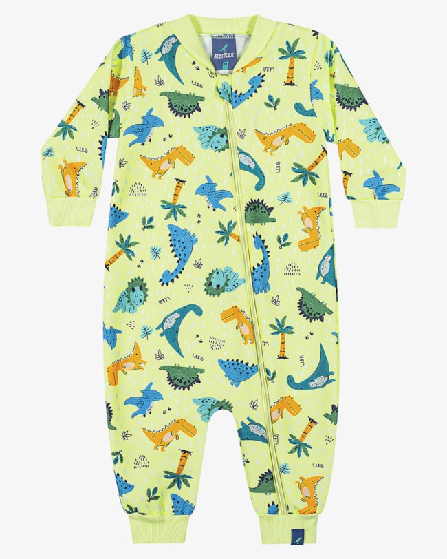 Macacão Infantil Menino em Moletom Estampado ReiRex -Verde-33b9789b-e699-4455-911e-026285392110