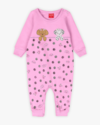 Macacão Longo Bebê Menina em Moletom Estampado - Kely Kety - Rosa-36f540e5-2008-4af7-91c0-bf7335d75ea6
