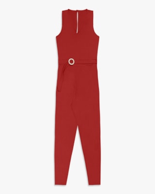 Macacão Longo Feminino Plus Size em Crepe - Cereja Rosa - Sienna
