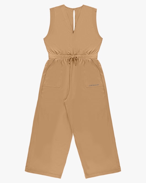 Macacão Longo Plus Size em Meia Malha - Cereja Rosa - Capim Dourado