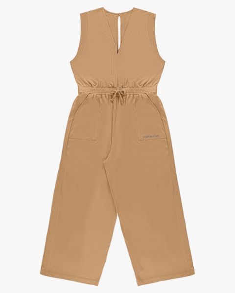 Macacão Longo Plus Size em Meia Malha - Cereja Rosa - Capim Dourado