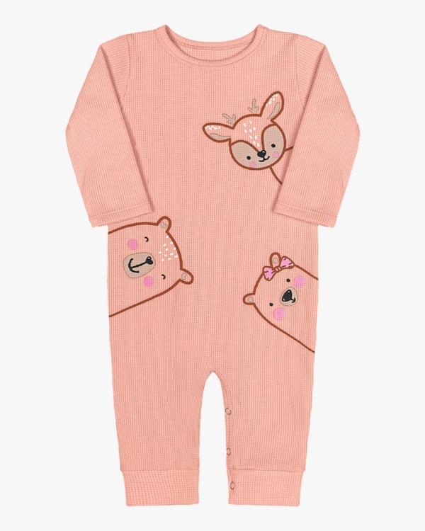 Macacão Manga Longa Bebê Menina com Estampa Kely Kety - Laranja