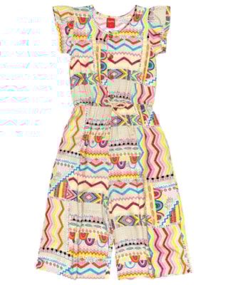 Macacão Midi Estampado Menina Kely Kety