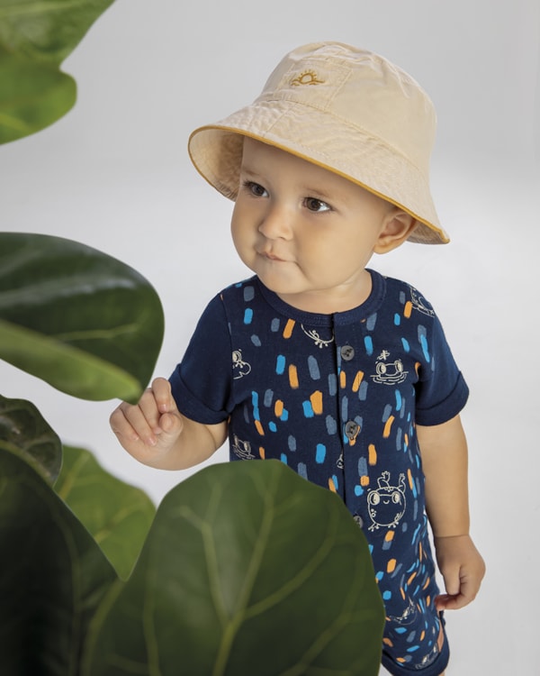 Macaquinho Bebê Estampado Menino ReiRex Oxford