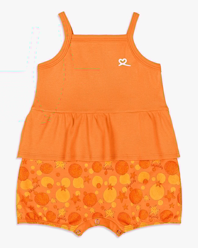 Macaquinho Bebê Menina Canelado com Babados - Kely Kety - Nectarine-042e8573-f969-4d49-99d6-1e6073d2844e