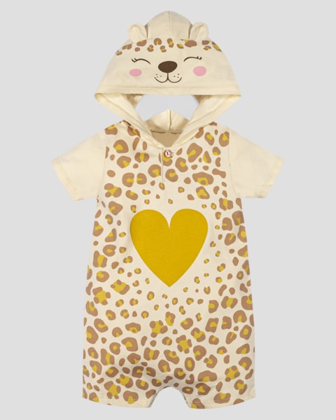 Macaquinho Bebê Menina com Capuz e Orelhinhas - Kely Kety - Tapioca