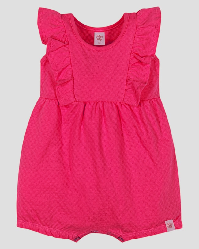 Macaquinho Bebê Menina em Malha com Babados Kely Kety Rosa-9783c077-715e-4689-a110-3baa981c12f1