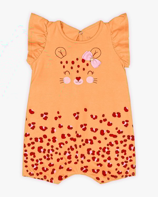 Macaquinho Bebê Menina Estampa Oncinha - Kely Kety - Apricot