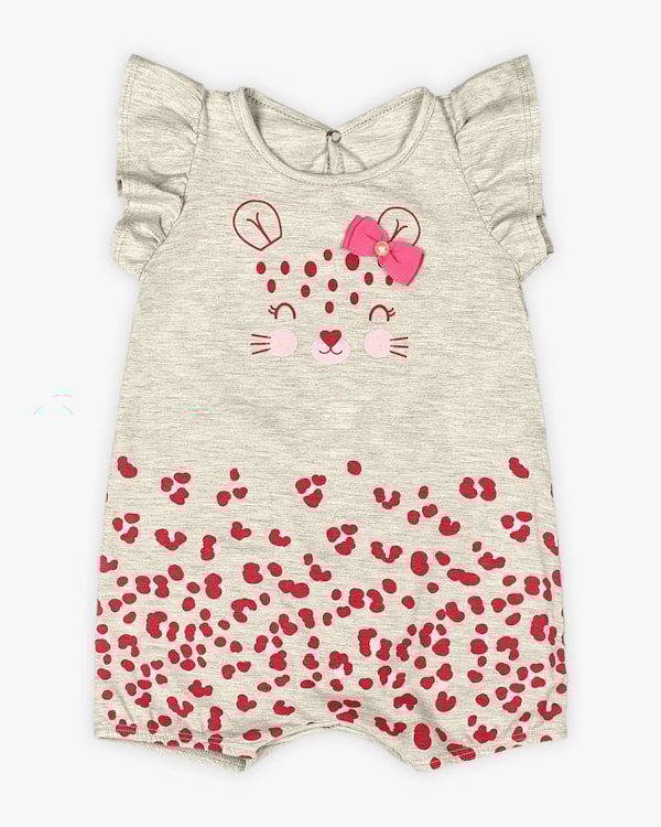 Macaquinho Bebê Menina Estampa Oncinha - Kely Kety - Mescla