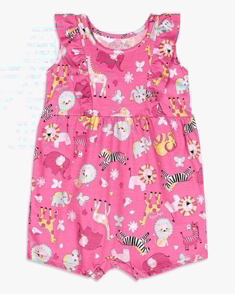 Macaquinho Bebê Menina Estampado com Babados - Kely Kety - Blossom