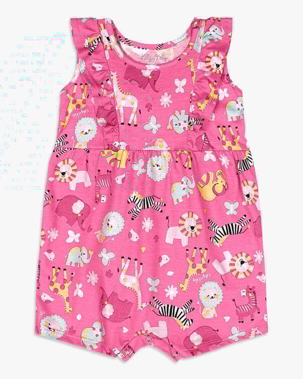 Macaquinho Bebê Menina Estampado com Babados - Kely Kety - Blossom