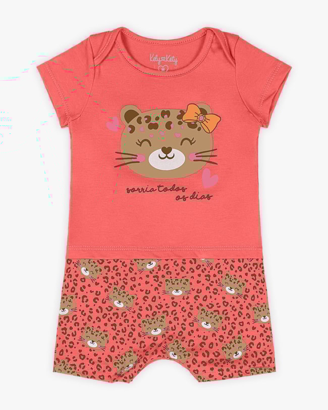 Macaquinho Bebê Menina Estampado - Kely Kety - Lagosta-8006b013-2adc-4d55-abf0-dfbaa595b864