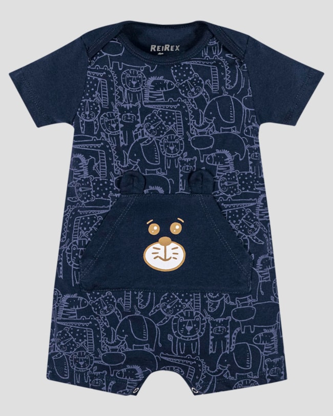 Macaquinho Bebê Menino com Bolso e Orelhinhas ReiRex Azul-65436d77-c6e1-4763-b6a5-f124f56da588