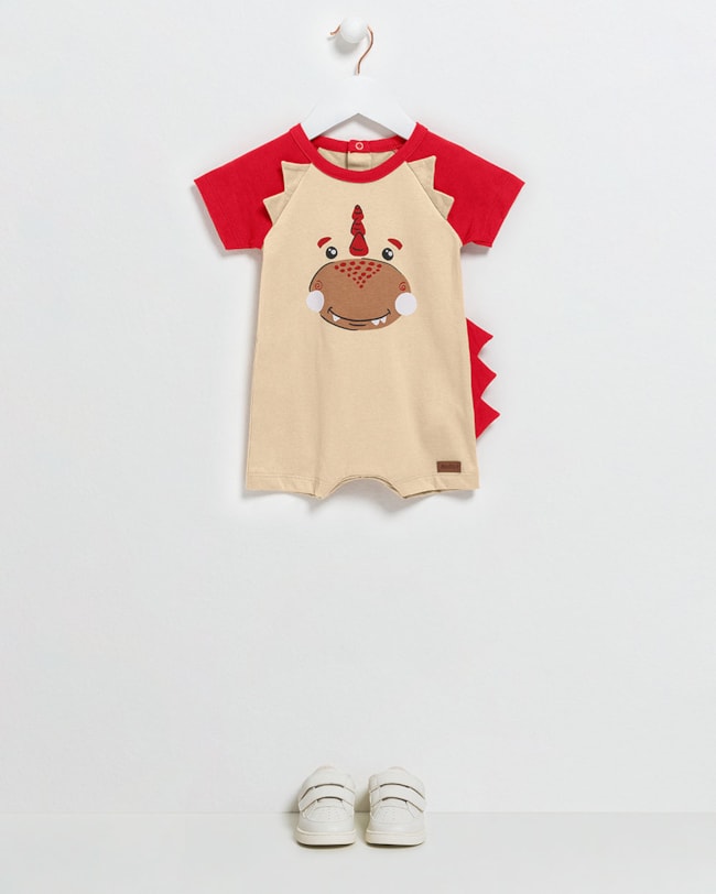 Macaquinho Bebê Menino com Estampa Dino e Escamas - ReiRex - Deserto-b5b3f8ee-b2ba-47d8-854a-1cd905afc19e