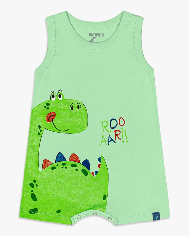 Macaquinho Bebê Menino com Estampa Dino - ReiRex - Sorvete de Menta-92cc5c63-68c5-412c-a815-010fba47403a