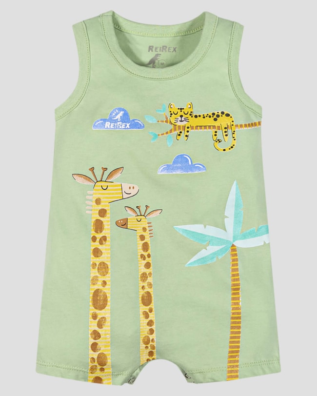 Macaquinho Bebê Menino em Malha com Estampa ReiRex Verde-1492fe14-9d00-4e20-bf75-263db27544ab