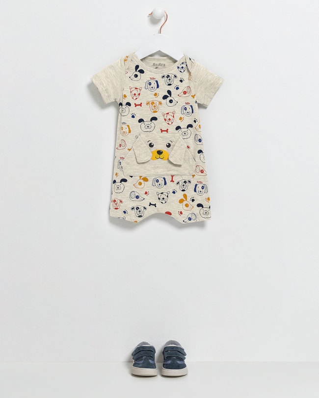 Macaquinho Bebê Menino Estampa Cachorrinho - ReiRex - Mescla-7bfe464e-93df-4856-bfd9-9a8ee9062199