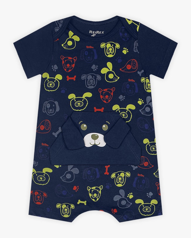 Macaquinho Bebê Menino Estampa Cachorrinho - ReiRex - Oxford-dbdd1140-903a-48da-9bb7-7dc564e97e08