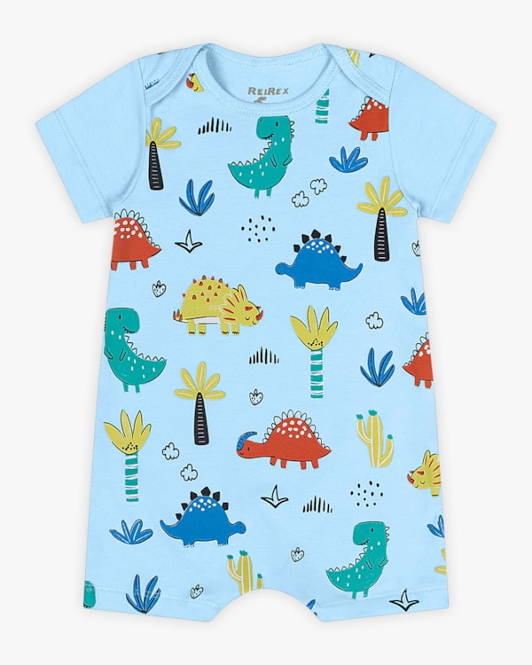 Macaquinho Bebê Menino Estampa Dinossauro - ReiRex - Azul