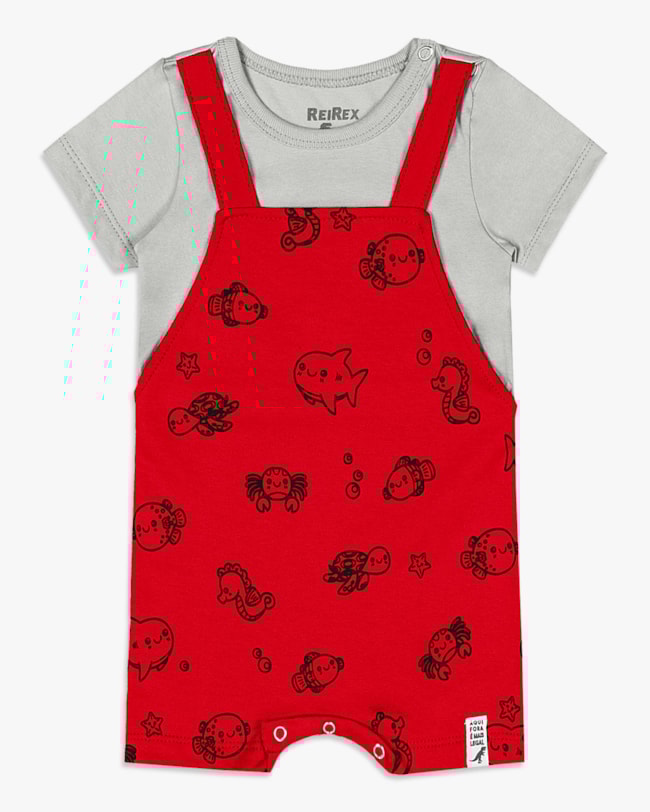 Macaquinho Bebê Menino Estampa Fundo do Mar - ReiRex - Tomato-1afb1be1-317d-4def-ac30-6cbd8de4ce28