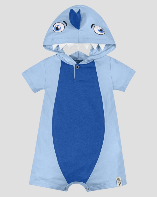 Macaquinho Bebê Menino Estampa Interativa Tubarão - ReiRex - Azul-d4fda3dc-8017-4a58-9bf7-020ad13f776e