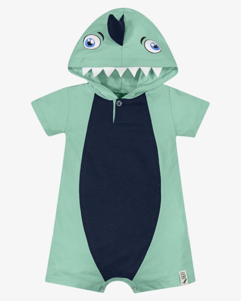 Macaquinho Bebê Menino Estampa Interativa Tubarão - ReiRex - Gelato