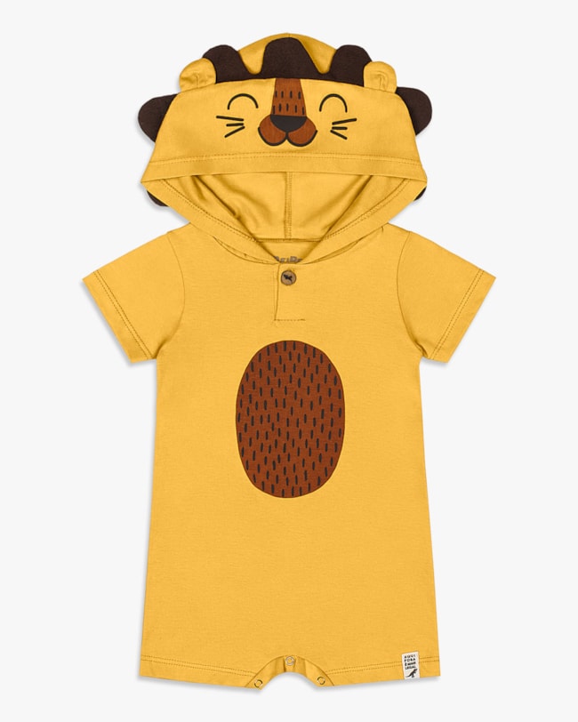 Macaquinho Bebê Menino Estampa Leão Interativo - ReiRex - Mostarda-f66e03b5-b0e0-4279-9f0d-03492aea4dae
