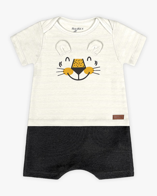 Macaquinho Bebê Menino Estampa Tigre - ReiRex - Natural-11bff913-52a4-4969-8201-5e2f2a6f2f6a
