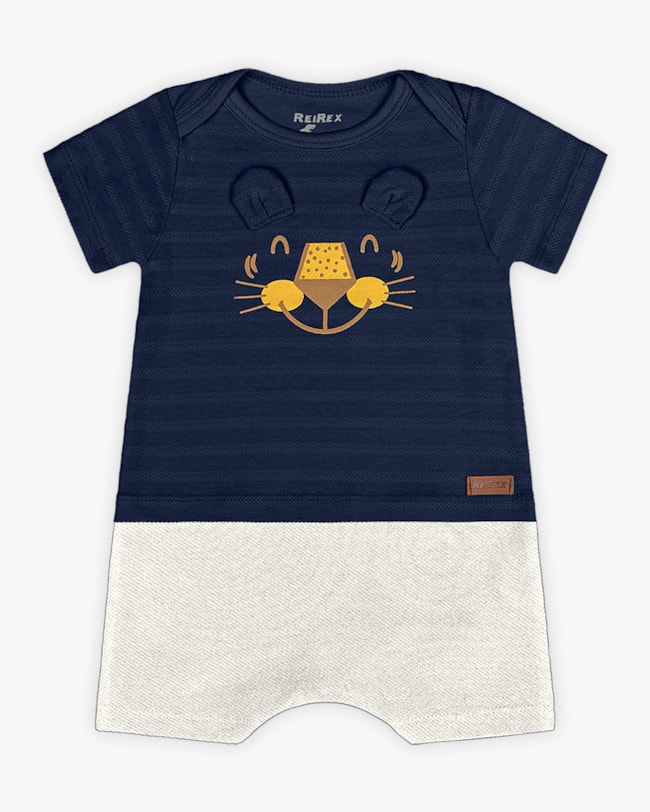 Macaquinho Bebê Menino Estampa Tigre - ReiRex - Oxford-34299215-4b66-4db1-ac7d-d4a6676f3f86