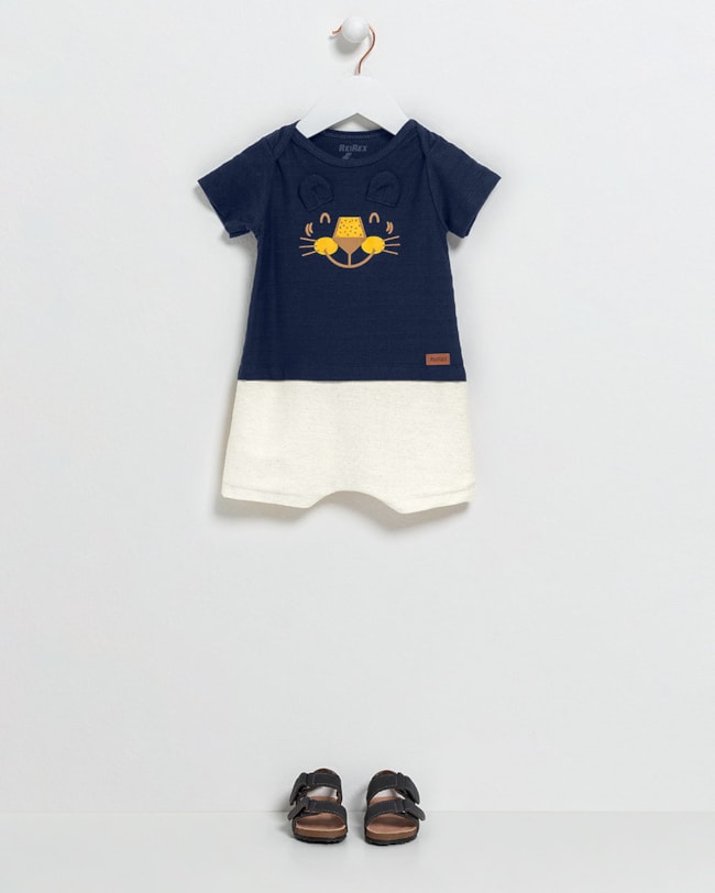 Macaquinho Bebê Menino Estampa Tigre - ReiRex - Oxford-8ced9582-d200-499b-ae28-383a658716ad