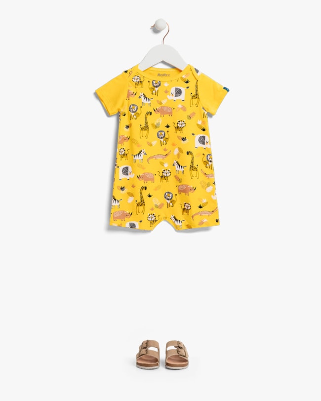 Macaquinho Bebê Menino Estampado em Meia Malha - ReiRex - Sol-2623e979-217f-4142-b4de-812415fc53a2