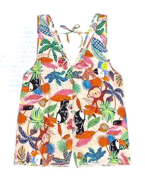 Macaquinho em Tecido Viscose Estampado Menina Kely Kety