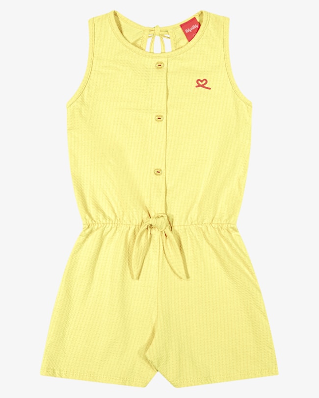 Macaquinho Infantil Menina com Botões e Amarração - Kely Kety - Amarelo-3a7fe16d-3491-4dd0-a020-27022d5a7d16