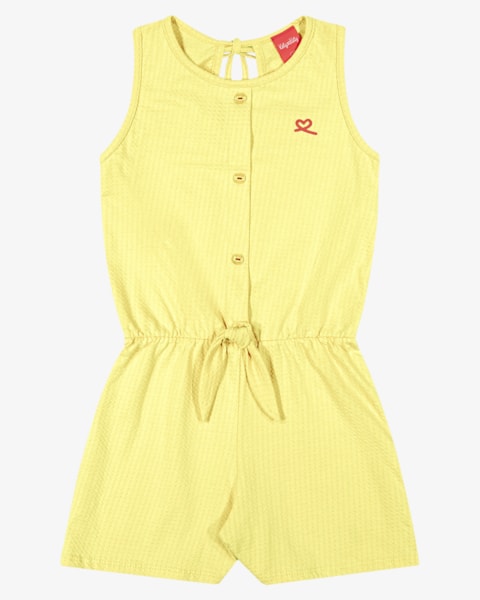 Macaquinho Infantil Menina com Botões e Amarração - Kely Kety - Amarelo