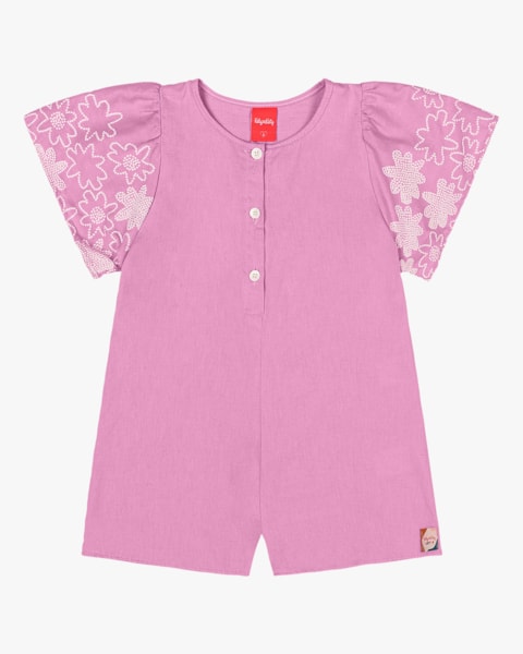 Macaquinho Infantil Menina com Manga Estampada Kely kety 10 Rosa Barbie